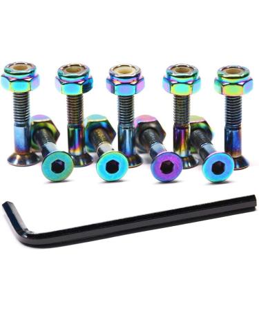 9PCS Dazzling Color Skateboard Hardware Set - Deck Mounting Screws, Nuts, Hex Key - Longboard Cruiser Fasteners - 1-1/4, 1, 7/8, 0.88 Inches - Buy Online on SooperMarket.com