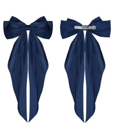 Buy Wllhyf Navy Blue Hair Clips - Big Bow Satin Hairpins & 90s Accessories for Women & Girls - Buy Online on SooperMarket.com