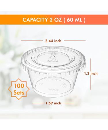 Turbo Bee 2oz Portion Cups with Lids - 100 Pack for Jello Shots, Souffles, Condiments & Snacks - Buy Online on SooperMarket.com