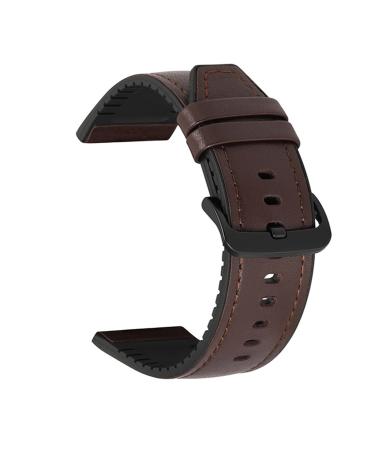 LOTOAK Leather Silicone Bracelet Compatible With Amazfit GTR 47mm Wrist Strap Compatible With Xiaomi Amazfit Pace/Stratos 1 2 3 / GTR2 / GTR 2e Watchband For GTR 47mm Coffee bk