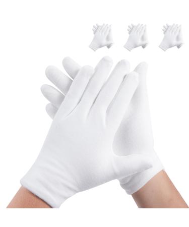 3 Pairs White Cotton Gloves for Dry Hands Sleeping Premium Cotton Gloves for Eczema Lotion Hand Gloves Moisturizing Overnight White Gloves for Women & Men Work Glove for Coin Jewelry Silver