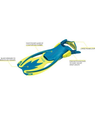 Cressi Kids Rock Fins S/M for Snorkeling, Swimming, Boogie Boarding - US Youth 1/3 | EU 32/34 - Blue/Yellow - Buy Online on SooperMarket.com