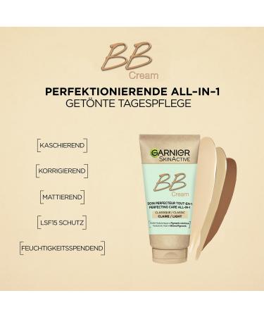 Garnier SkinActive BB Cream - All-in-One Day Care with Hyaluronic Acid & Aloe Vera | Medium 50ml (Pack of 3) - Hides Skin Imperfections & SPF 15 - Buy Online on SooperMarket.com