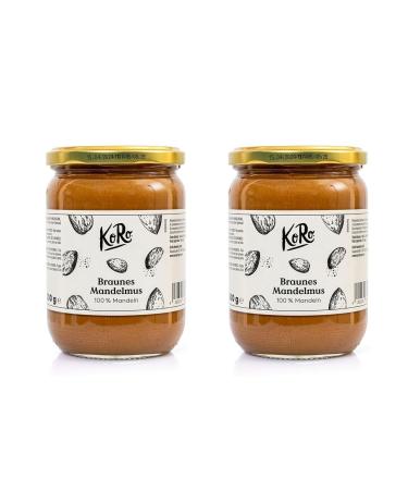 Koro - almond brown 2 x 500 g - without added sugar* and salt - 100% unpelled & roasted almonds - nut cream without additives 500 g (2 -pack)