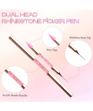 LLMSIX Rhinestones Picker Doting Pen Dual-Ended Wax Pencil Pen Rhinestone Picker Dotting Pen Rhinestones Applicator with Acrylic Handle for Gem Stone Jewelry Nail Art DIY Craft (Pink) - Buy Online on SooperMarket.com