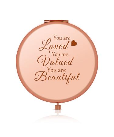 Encouragement Gift for Women Inspirational Gifts For Her Girls Motivational Birthday Gift Compact Pocket Makeup Mirror You are loved Inspirational Graduation Christmas Wedding Gift for Daughter Niece