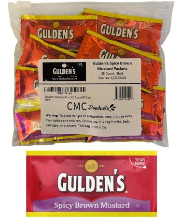 25 Count  Guldens Spicy Brown Mustard Packets in Slide Seal Bag - 0.32 Ounce (9.07 Gram)