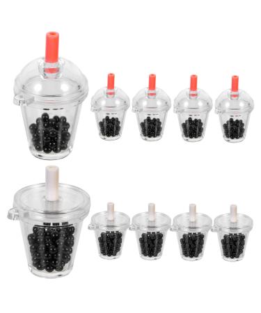 EXCEART 2 Sets Mini Pearl Milk Tea Photo Booth Props Milk Cup Pendant Charm Decoden Phone Accessories Mold 3.5X3.5cm As Shown