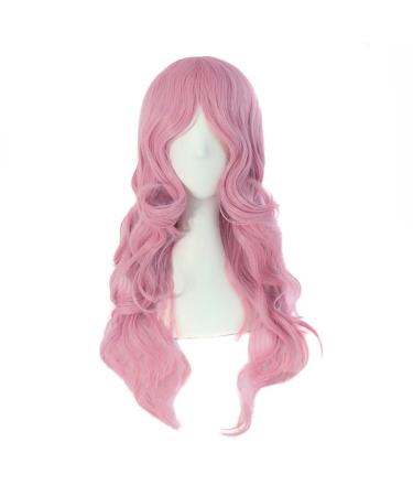 MapofBeauty Charming Synthetic Fiber Long Wavy Hair Wig Women's Party Full Wigs (Pink)