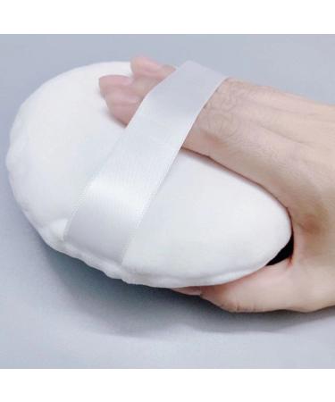 Powder Puff manqianxun 5.1Inch Large Loose Powder Puff for Body Powder Ultra Soft Washable Velour Fluffy Body Powder Puffs with Ribbon White