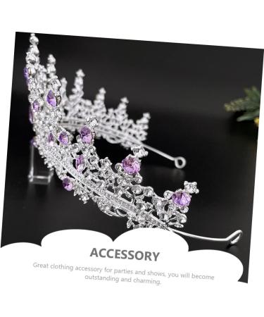 Purple Crystal Crown Tiara for Bridal Women Tiara Bridal Headpieces for Party Wedding Bridal Headband Bride Headdress Bridal Tiara Shiny Headband Wedding Bridal Hair Decor Tiaras 18X18CM Silver - Buy Online on SooperMarket.com