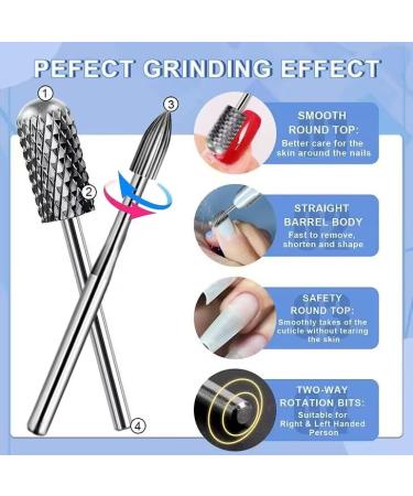 Nail Drill Bits Set - Tungsten Carbide Cuticle Clean & Smooth Barrel Head Coarse Bits for Acrylic, Gel Polish, Natural Nails - 2Pcs 3/32 Snake Head Coarse - Buy Online on SooperMarket.com