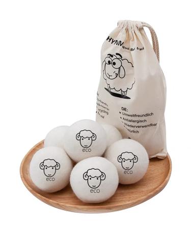 BienStylife 6-Pack Wool Dryer Balls Reusable Laundry Balls for Dryer Natural Fabric Softeners and Wrinkle Release, Organic and Eco Wool Dryer Ball for Pet Hair Removal, Dryer Sheets, Drying Ball