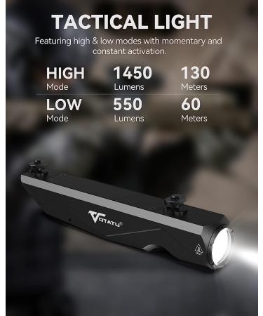 VOTATU ML40 1450 Lumens Weapon Light | M-Lok Rail | Tactical Rifle Flashlight with Strobe & Rechargeable Magnetic - Buy Online on SooperMarket.com