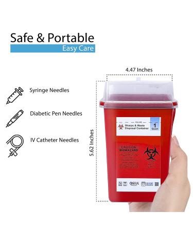 Sharps Container for Safe Needle Disposal - 1 Quart, 1 Pack | Home Biohazard Waste Container - Buy Online on SooperMarket.com