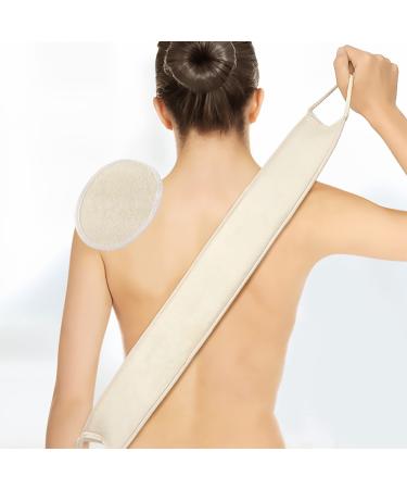 Natural Loofah Sponge Exfoliating Body Scrubber Exfoliating Loofah Pad for Shower Dishwashing Loofah for Kitchen Dish Cleaning (1 pad+1 Back Scrubber)