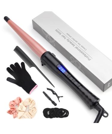 Curling Wand 13-25MM Curling Tongs Tapered Curling Iron with Adjustable Temperature Professional Hair Curler with Glove Dual Voltage