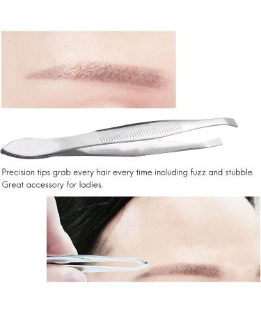Kliplinc 2X Silver Tone Slanted Flat Tip Metal Hair Eyebrow Tweezer Cosmetic Tool for Lady - Buy Online on SooperMarket.com