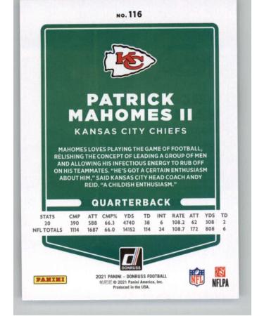2021 Donruss #116 Patrick Mahomes II Kansas City Chiefs NFL Football Card NM-MT - Buy Online on SooperMarket.com