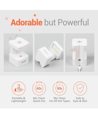 Modelones Mini LED Nail Lamp - Portable UV Gel Nail Dryer with Quick-Dry Technology - Travel-Friendly Cute Meow Design for Home DIY Manicures - Buy Online on SooperMarket.com