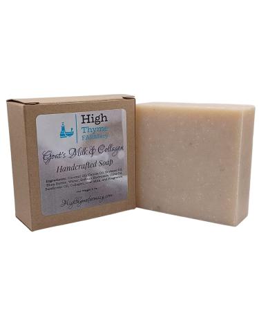Goat's Milk & Collagen Soap - 5 Ounce Handcrafted Goat Milk Soap Bar - Lightly Scented Goats Milk Soap with Collagen - Gentle Goat's Milk Soap for Your Whole Body
