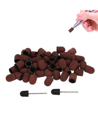 Nail Drill Bits Sanding Bands 120# Grit Nail Art Sanding Caps Manicure Polishing Grinding Bands Nail Drill Bits Set with Shaft Professional Nail Sanding Bands For Nail Drill