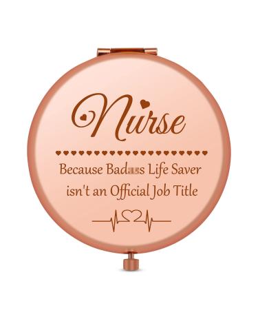 Jielahua Nurse Appreciation Gift Thank You Gifts for Nurse Rose Gold Compact Mirror Nursing Student Gifts Christmas Thanksgiving Gifts for RN Nursing School Graduation Nurse Practitioner Gifts