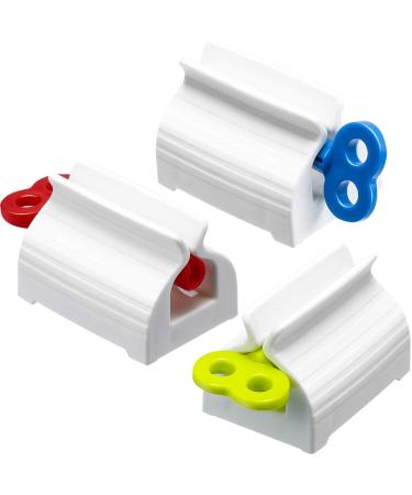 Quesuc 3 Pieces Rolling Tube Toothpaste Squeezer Toothpaste Seat Holder Stand Rotate Toothpaste Dispenser for Bathroom (Mix Color)