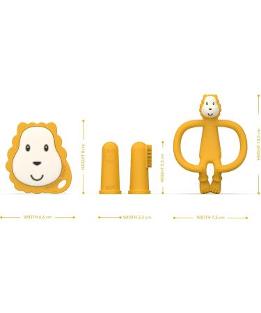Matchstick Monkey Antimicrobial Teething Starter Set - Flat Face & Animal Teethers, Silicone Finger Toothbrushes - Ludo Lion Design, 3 Months - Buy Online on SooperMarket.com