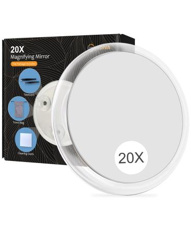 20X Magnifying Mirror with Suction Cups, Vanity Travel Mirror, Portable Mirror for Home/Hotel, 6 Inch, Gift for Women, Clear Transparent