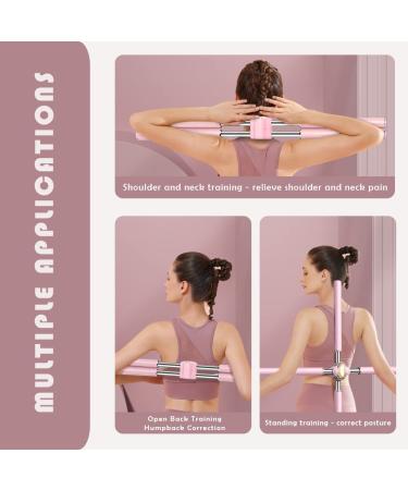 Posture Corrector Yoga Sticks - Retractable Humpback Correction Tool in Pink with Storage Bag - Buy Online on SooperMarket.com