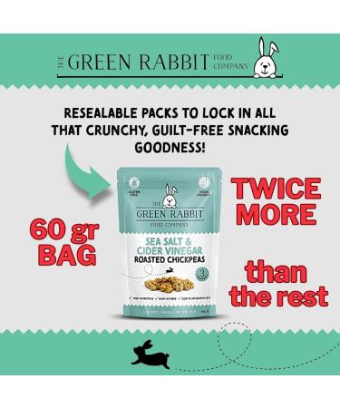The Green Rabbit Gluten Free Roasted Chickpeas Sea Salt & Apple Cider Vinegar - Healthy Snacks High Plant-Based Protein & Fibre - Low Fat Sugar & Calories - Vegetarian & Vegan Friendly - 6x 60g - Buy Online on SooperMarket.com