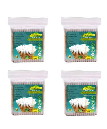 Wooden Cotton Swabs 400 Count | Biodegradable & Organic Wooden Cotton Buds | Double Tipped Ear Sticks | Perfect for Ear Wax Removal Arts & Crafts Removing Dust & Dirt