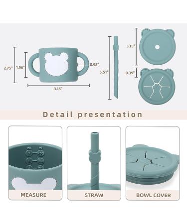 ROISDIYI Silicone Sippy Cup for Baby 6 Months | 8 OZ Spill-proof with Straw & Snack Cup-Lid | Easy Hold Handles | Sky Blue - Buy Online on SooperMarket.com