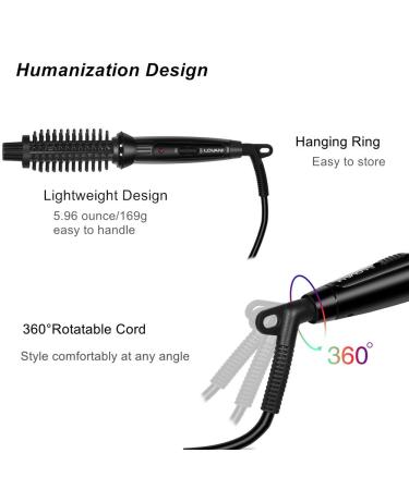 LOVANI Mini Travel Hair Curling Iron Brush - Dual Voltage 3-in-1 Ceramic Ionic Curler for Short Hair with Anti-Scald Protection & Travel Bag - Buy Online on SooperMarket.com
