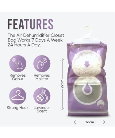 TO Wardrobe Dehumidifier Hanging Bags - 6 x 190g | Mould Prevention, Disposable Dehumidifiers for Window, Caravan, Home & Kitchen | Lavender Scent | Damp Absorber - Buy Online on SooperMarket.com
