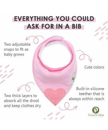 Set of 4 Baby Bandana Teething Bibs with Silicone Teether - Solid Pink Colors - Buy Online on SooperMarket.com