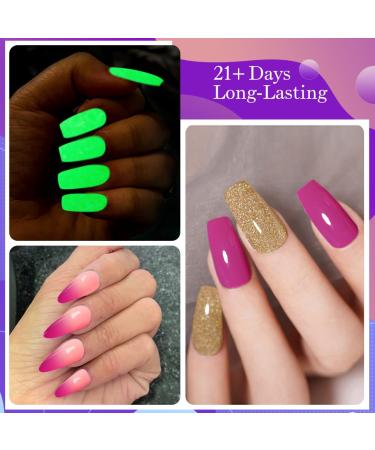 Mobray Dip Powder Nail Kit Starter Set - 8 Colors with Classic Nude, Glitter, and Glow in the Dark Shades - DIY Nail Art Manicure for Beginners - Buy Online on SooperMarket.com
