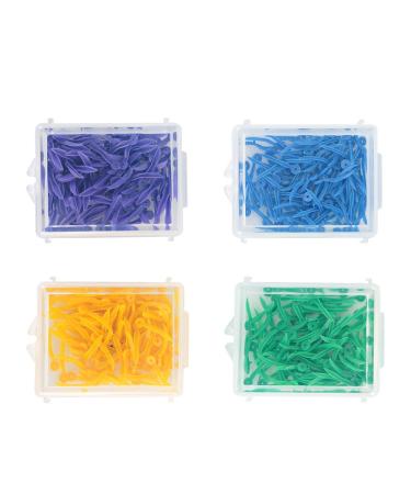 Dental Wedges 400 Pack Disposable Dental Wedges Wavy Poly Wedges With Holes in 4 Colors and 4 Sizes