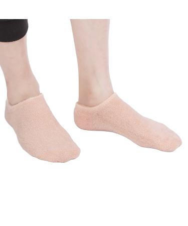 Moisturizing gel socks 2 pieces of women's spa socks to repair dry cracked rough heels reusable lotion socks with gel layer for at home (orange)