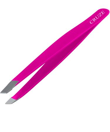 CRUZE Tweezers for Precise Hair Removal - Stainless Steel Slant Tip Tweezers for Eyebrows Ingrown Hairs Splinters Facial Hair - Cruelty Free