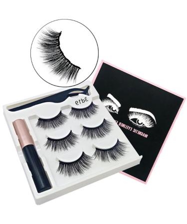 Magnetic Eyelashes And Eyeliner Kit 3 Pairs Reusable Magnetic Lashes With Eyeliner 3D Natural Look False Eyelashes Magnetic Eyelashes Natural Looking Lashes