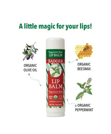 Badger Company Peppermint Lip Balm 0.60 oz - Natural Moisturizer & Soothing Relief - Buy Online on SooperMarket.com