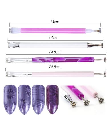 4 Pcs Nail Magnet Tool Set - High Quality Double Ended Magnet Wand for Cat Eye Gel Nail Art | Pure Vie - Buy Online on SooperMarket.com