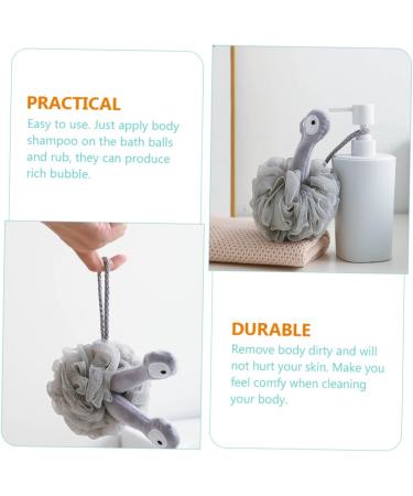 FRCOLOR 6 Pcs Bath Flower Sponge Set for Body Cleaning - Natural Shower Scrubber Mesh Pouf with Cartoon Grey Design - Buy Online on SooperMarket.com