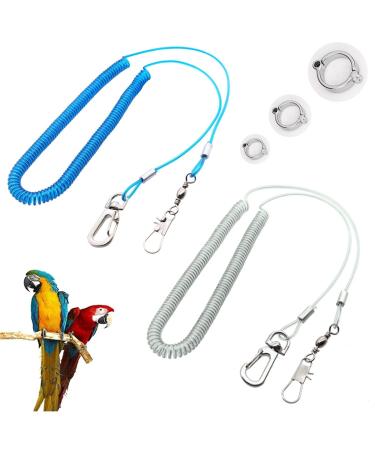 Vogelleine parrot dish leash parrot anti bite bird dishes 5m parrot foot chain adjustable parrot training rope bird dishes (2 pieces) (blue and white)