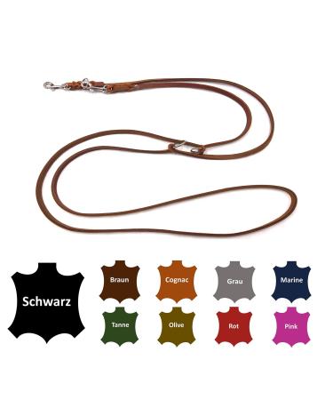 Dog liner Small dogs / large dogs 2m / 2.40m / 2.80m / 3.50m / 5m Double linen adjustable (2m x 8mm cognac) 2m x 8mm cognac