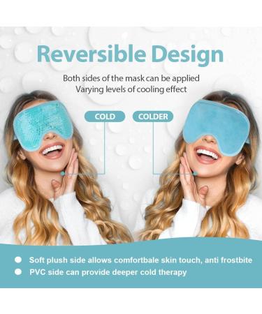 NEWGO Cooling Gel Mask for Puffy Eyes - Hot Cold Therapy for Migraine, Dark Circles, Dry Eyes - Reusable Sinus Pain Relief - Light Blue - Buy Online on SooperMarket.com