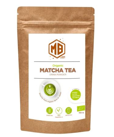 MB Superfoods Japanese Organic Matcha Green Tea Powder - Ceremonial Grade Pure Vegan Ideal for Drinking Cooking Baking & Smoothies Enhances Focus & Energy - 100g