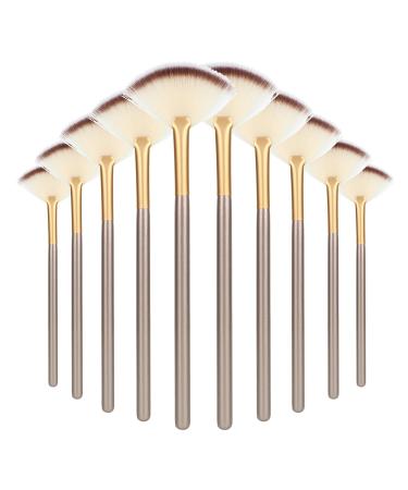 Amaxiu Fan Brushes for Facials Ultra Slim Soft Facial Fan Applicator Brushes Professional Blending Makeup Brush with Comfortable Wood Handle for Mask Mud Cream Makeup Esthetician(10 Pcs Wooden)